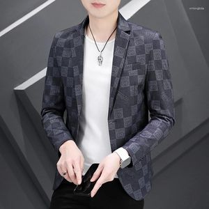 メンズスーツスーツファッション韓国語バージョンチェックイングリッシュドレススリムフィッティングビジネスカジュアル紳士小さなユースコートJACT