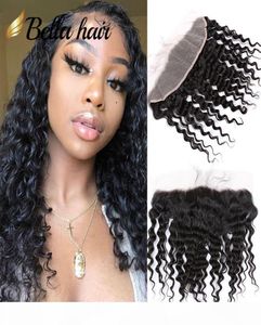 13x4 Deep Wave HD Lace Frontal Closure Virgin Hair Ucha do ucha przednie z włosami Brazylian Peruvian Indian Bleached Węzł Bell2042257