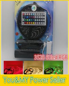 3528 DC12V 60LEDM 5Mroll RGB LED Strip Striproofnonwaterproof 5M Strip44Key IR Remote Controller12v 5A Adapter8387731