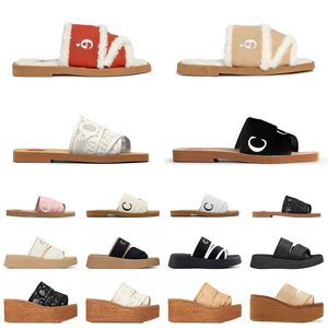 Sandles for Women Designer Platform tofflor Sandaler Beach Sandalias Woody Canvas Flat Slides Womens Summer Shoes