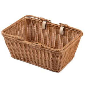 Bike Basket Wicker Basket for Bike Hand-Woven Bicycle Basket Detachable Wicker Front Handlebar 240301