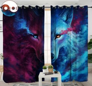 Onde a luz e o escuro se encontram por JoJoes Cortinas 3d Wolf Sala de estar Cortina Psicodélica Tratamento de Janela Cortinas Decoração de Casa 12pcs D194562297