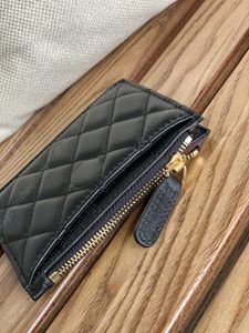 New Arrival Sheepskin Black Purses Cowhide Credit Card Ladys Wallets Simple Leather Casual Solid Color Card Holders Women Zipper Change Mini Key Bag 01