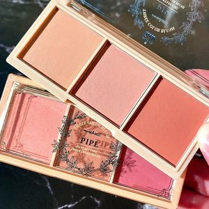 3 In 1Milk Tea Blush Peach Pallete 3 Colors Face Mineral Pigment Cheek Blusher Powder Makeup Contour Shadow Blush with Brush 240304