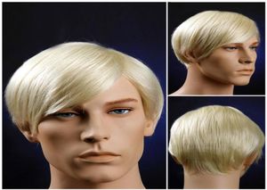 Blond män peruker värmebeständig toupee naturlig kort rak peruk för män japanska ka fiber hår1884797