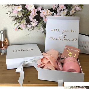 Gift Wrap Personalized Bridesmaid Proposal Gift Box Will You Be My Maid Of Honor Custom Wedding Flower Girl Keepsake Boxes 210325 Drop Dhirx