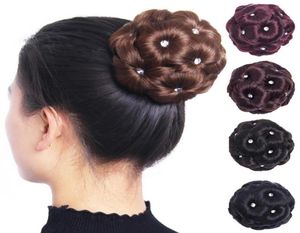 Women Clip in Hairpiece Extensions Curly Hair Synthetic Chignon Plastic Combs Elastic Bride Bun Frisyrer Updo4699872