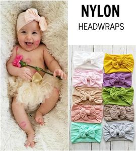 baby nylon bowknot headband Bohemia style hair band super soft elastic infant bow wide headwrap toddler girls hair accessory6572929