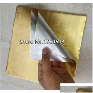 Confezione regalo 100 fogli 20X20 cm Carta da imballaggio in foglio di alluminio dorato Fogli per avvolgere caramelle al cioccolato per matrimoni210323 Consegna a domicilio Giardino domestico Fes Dhx2Z