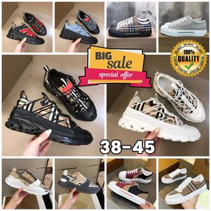 Designer skor lyxiga sneakers randiga vintage sneaker män kvinnor plattform casual skor nyanser lägenheter tränare märke klassiska burberyityar skor svart vit