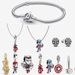 Spiders Designer Charms Armband för kvinnor 925 Silver Armband DIY Fit Pandoras Marvelss The Avengerss Captain Americas Charm Necklace Set Jewelry Gift Gift