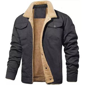 Winter Herren Jacke Dicke Warme Mode Boutique Einfarbig Herren Casual Denim Jacke Männliche Wolle Denim Mantel Große Größe S-5XL 240301