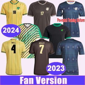 2023 Jamaika Mens Antonio Nicholson Futbol Jersey Morrison Bailey Lowe Bell Brown Evden Uzak Maç Öncesi Eğitim Üniforması 2024 Eğitim Giyim Futbol Gömlekleri