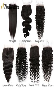 11a Top Virgin Human Hair Lace Closure 4x4 rak kroppsvåg Löst djup lockig vattenvåg naturlig vågig 820 tum stängningar kvalitet F1342170