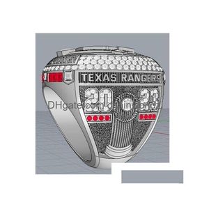 Med sidor Stones 2022 2023 Baseball Rangers Seager Team Champions Championship Ring Wood Display Box Souvenir Men Fan Gift Drop de Dhtyz