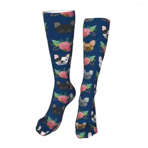 Herrstrumpor mops hunds ansikten nyhet ankel unisex mid-calf tjock stickad mjuk avslappnad