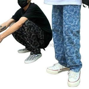 Мужские джинсы Мужские джинсы WFF Street Hip Hop с вышивкой Свободные прямые ретро и женские брюки в стиле панк Мешковатые женские 240308