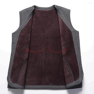 Coletes masculinos poliéster velo colete inverno para homens outono single-breasted v pescoço de pelúcia sem mangas cardigan com