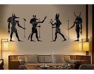 Grande decoração de parede egito deuses egípcios quarto adesivo arte do vinil cartaz removível ornamento moderno anubis ra seth apis mural d547 2109611643