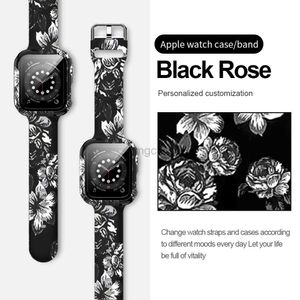 Bands Watch Printing Leopard Rose Skull Silicone Straps With Protective Cases Replacement Bracelet Wrist Bands for watch Series 6 5 4 3 2 1 SE watchband 240308