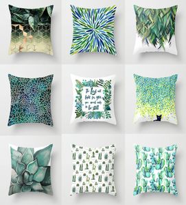 Yeşil bitki geometrik kanepe dekoratif yastık kapağı yastık kılıfı 4545cm polyester yastık atma Roma dekor yastık 6544656