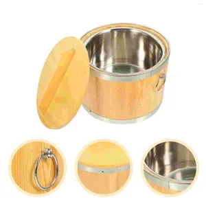 Dinnerware Sets Sushi Barrel Rice Bucket Wood Cooked Holder Wooden Big Eater Container Bowl Serving Dumpling Steamer