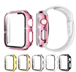 Diamond Watches Case for Apple Watch Cover 38mm 42mm 40mm 44mm Band Hempered Glass Screen Protector Cover IWatch Series 5 4 3 21703019