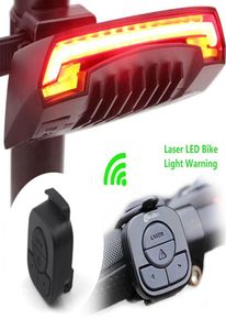 X5 Smart Luce posteriore per bicicletta Lampada per bici Laser LED USB Ricaricabile Senza fili Controllo remoto della rotazione Bicicletta a led Light2286444