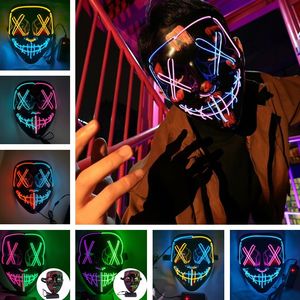 Máscaras de festa máscara de Halloween LED acender máscara assustadora para festival cosplay traje masquerade festas carnaval presente lt821