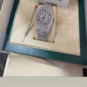 럭셔리 남성 시계 Moissanite Mosang Stone Diamond Watch Movement Watches Men Top Montre de Luxe Wristwatch 기계 Automa255Q