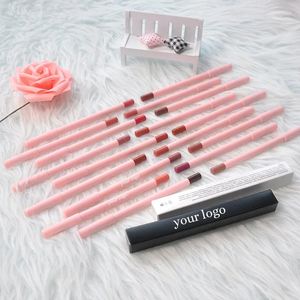 Privatetikett Pink Lip Liner Pencil Anpassad bulk 18-färg Kosmetisk multifunktionell vattentät pigment Läppstift Pen Makeup 240305