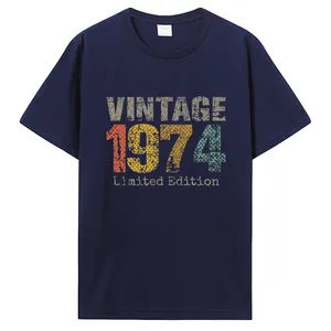 Herren T-Shirts Old Vintage 1974 Geburtstag Männer Frauen T-Shirt Ehefrau Ehemann B-Day präsentiert Sprüche Zitat Grafikkleidung übergroße T-Shirt