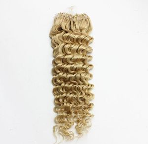 Brazilian Virgin Remy Hair 22 Blonde Deep Wave 100 strandslot Micro Bead Loop Ring Hair Extensions 1gs9621888