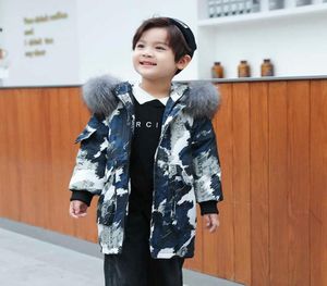 2021 New Kids039S Winter Camouflage Jacket Fashion Boys Parkas 30 term real fur fur termen girl snowsuits coat 310y4106476