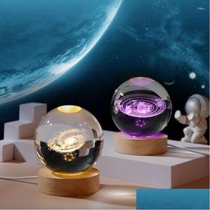 Dekorativa objekt Figurer Dekorativa figurer 3D Crystal Ball Planet Laser Graverad Solar System Globe Astronomy Gift Birthday G Dhiux