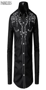 Elegante camisa de cowboy ocidental masculina design de marca bordado slim fit casual camisas de manga comprida camisa de festa de casamento masculina 22073032075