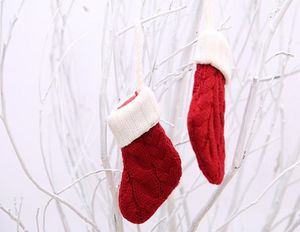 Mini Christmas Knit Sock Decorations For Cutlery Knife And Fork Stocking Bag Cover Pocket Xmas Candy Pouch Gifts Bag8210678