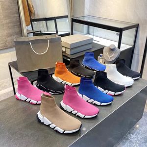 Designer Speed ​​1.0 2.0 Sock Shoes Homens Mulheres Graffiti Branco Preto Vermelho Bege Rosa Clear Sole Lace-up Neon Amarelo Meias Velocidades Runner Trainers Flat Platf V