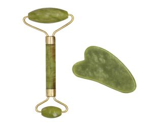 2pcs Natural Jade Roller и Guasha Massage Set Steck Sceper Scare Scone Conemarding Face.