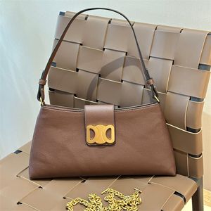 Designer-Damen-Hobo-Taschen-Handtasche, WILTERN-Einkaufstasche, Ketten-Umhängetasche, einfarbig, modische Einkaufstasche, echtes Leder, Sacs A Main