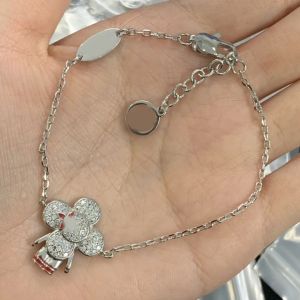 Classico anello in argento catena braccialetto con ciondoli braccialetto moda donna lettera pendente trifoglio fiore braccialetto matrimonio speciale designer di lusso elegante regalo di gioielli