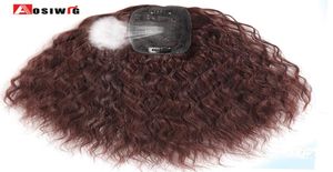 AOSI Clip da donna nelle estensioni dei capelli 2 clip in Topper Capelli naturali ricci Nero Marrone Capelli sintetici con frangia Parrucchino finto 220218098774