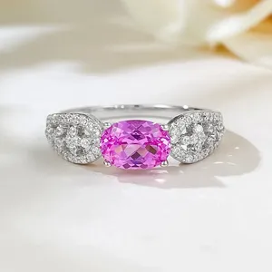 Cluster Rings 2024 925 Silver One Pink Diamond Ring For Women's Light Luxury Fashion OL Small And Exquisite