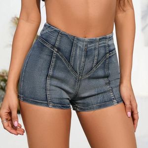 Shorts femininos apertados denim cintura alta magro lavado corte boate festa moda feminina casual sexy booty jeans