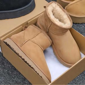 Terlik Terlik Tazz Avustralya Botları Kadın Kış Sıkıcı Klasik Snow Boot Peluş Peluş Ayak Bileği Kısa Kürk Mini Kürk Hardal Tohumu Kadın Öngenleri 35-44