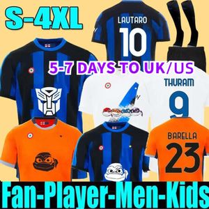 23 24 Special Inter Milans Lautaro Soccer Jerseys Transformers Correa Dzeko Barella Skriniar 2023 2024 Brozovic Home Third Football Shirt Uniforms män barn