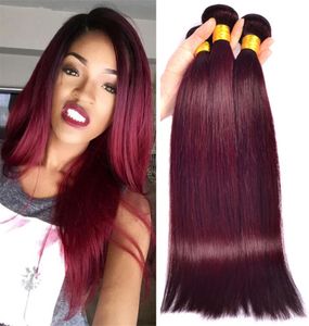 3 Pz lotto Vino Rosso Malese Estensioni Dei Capelli Umani Seta Dritto Colore Puro 99J Borgogna Malese Tessuto Dei Capelli Umani Bundles5219787