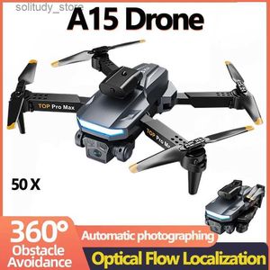 Drones 8K A15 Localização de Fluxo Óptico Drone Câmera Dupla Evitando Obstáculos Fotografia Aérea Quadcopter para Viagens ao Ar Livre Q240308
