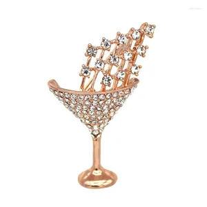 Brosches Rhinestone Crystal Cocktail Glass Pins Creative Design Handgjorda gåva för festsmycken Pin Broche