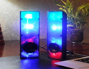 Amazing 3D Stars Müzik Aydınlık Işık Stereo Hoparlör LED yanıp sönen Işık USB 20 Multimedya Subwoofer Auxin için Computermobile PH3135839